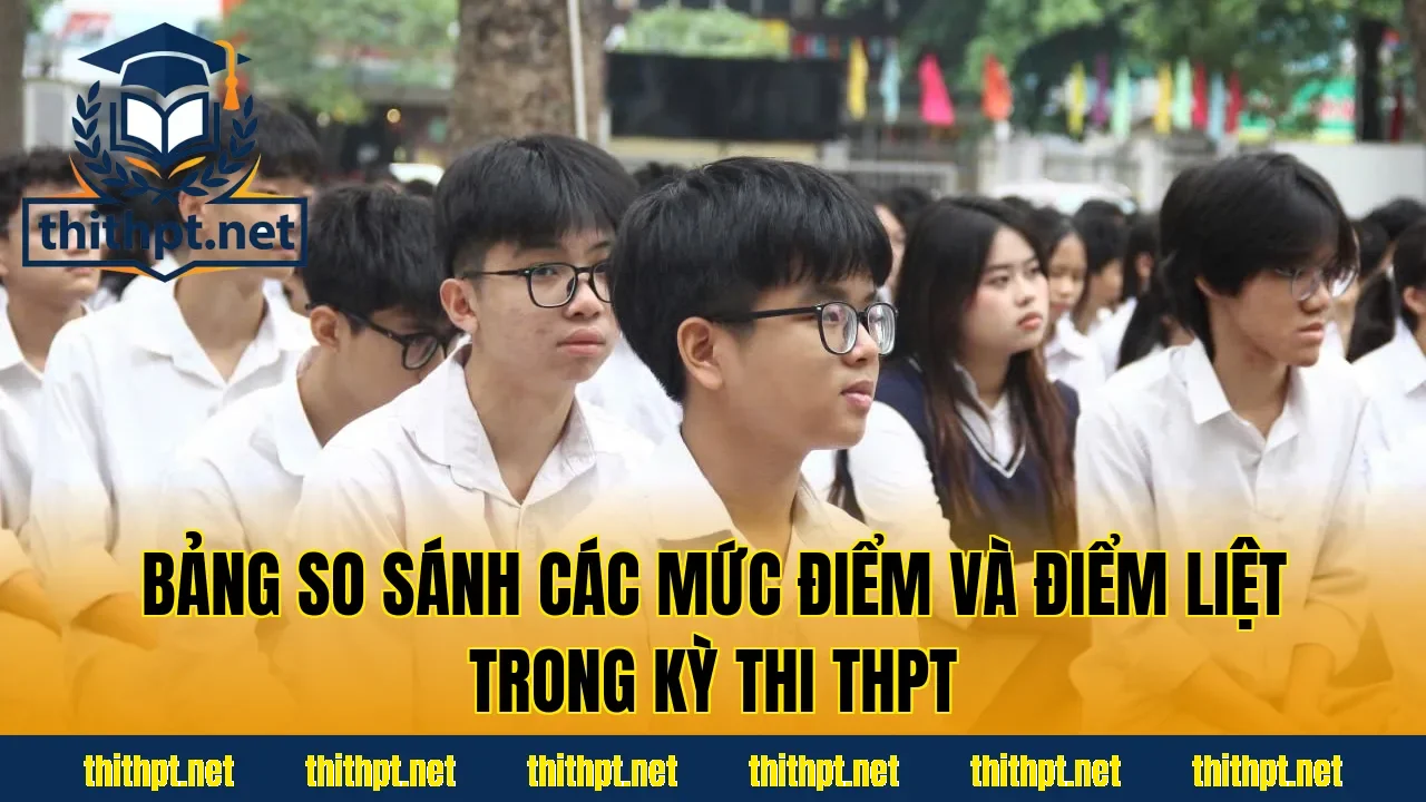 Bảng so sánh các mức điểm và điểm liệt trong kỳ thi THPT